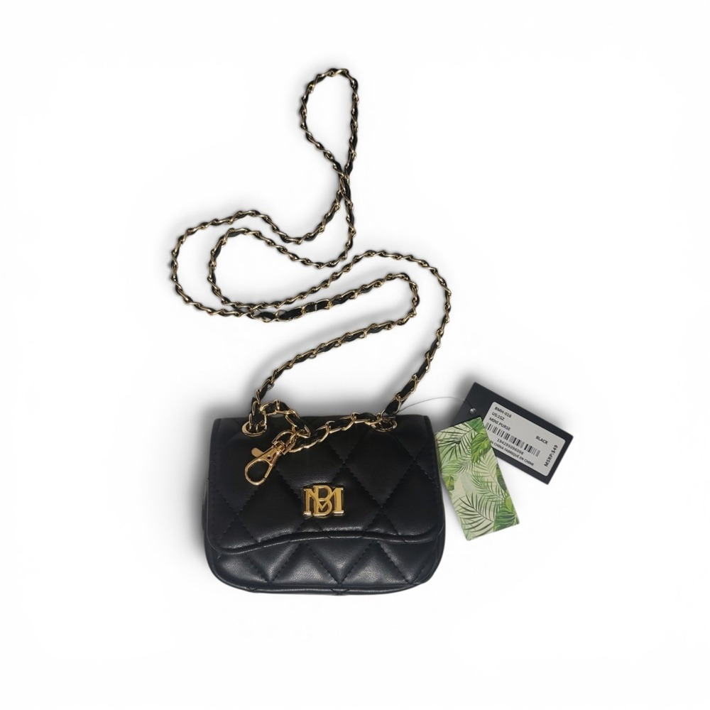 BADGLEY MISCHKA Vegan Leather Quilted Mini Bag Crossbody Black 5"x3.5"x1.5"